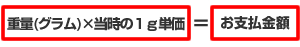 重量(グラム)×当時の１ｇ単価＝お支払金額